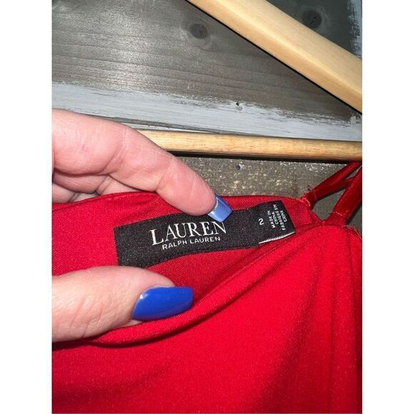 LAUREN RALPH LAUREN NWT RED Crepe Off-the-Shoulder Cocktail Dress 2 - Picture 8 of 8